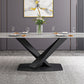 Modern Dining Table Stone Dining Room Dining Table with Metal Base Clearhalo 'Dining Tables & Seating' 'Dining Tables' 'dining_table' 'furn' 'furn_dining_table' 'Furniture' 'Kitchen & Dining Furniture' 6740305