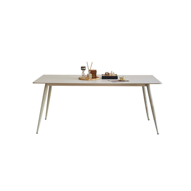 Eetkamertafel uit het midden van de eeuw Stenen rechthoekige dinettetafel in wit
