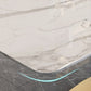 Mesa de comedor rectangular de piedra Glam, mesa con pedestal dorado para comedor
