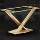 Mesa de comedor rectangular de piedra Glam, mesa con pedestal dorado para comedor