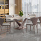 Dining Room Dinner Table Contemporary Dining Table with Pedestal Base Pink 63"L x 35.4"W x 29.5"H Without Chairs Clearhalo 'Dining Tables & Seating' 'Dining Tables' 'dining_table' 'furn' 'furn_dining_table' 'Furniture' 'Kitchen & Dining Furniture' 6740358