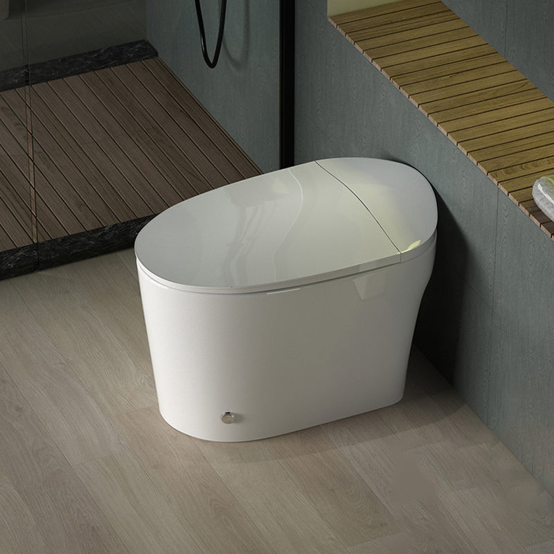 Contemporary Elongated Toilet Bowl White One Piece Toilet with Glazed Surface Foot Touching Water Clearhalo 'Bathroom Remodel & Bathroom Fixtures' 'Home Improvement' 'home_improvement' 'home_improvement_toilets' 'Toilets & Bidets' 'Toilets' 6740983