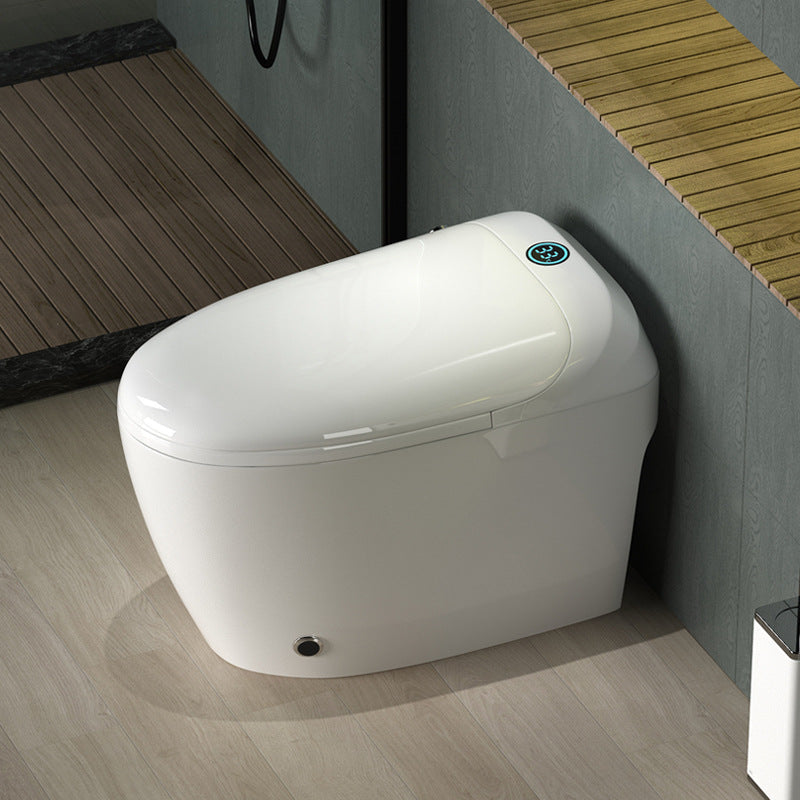 Contemporary Elongated Toilet Bowl White One Piece Toilet with Glazed Surface Constant temperature Seat Ring (Standard) 12" Clearhalo 'Bathroom Remodel & Bathroom Fixtures' 'Home Improvement' 'home_improvement' 'home_improvement_toilets' 'Toilets & Bidets' 'Toilets' 6740984