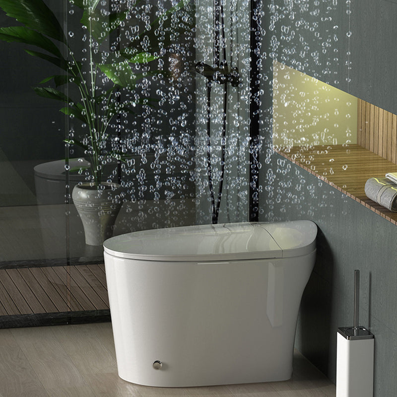 Contemporary Elongated Toilet Bowl White One Piece Toilet with Glazed Surface Clearhalo 'Bathroom Remodel & Bathroom Fixtures' 'Home Improvement' 'home_improvement' 'home_improvement_toilets' 'Toilets & Bidets' 'Toilets' 6740989