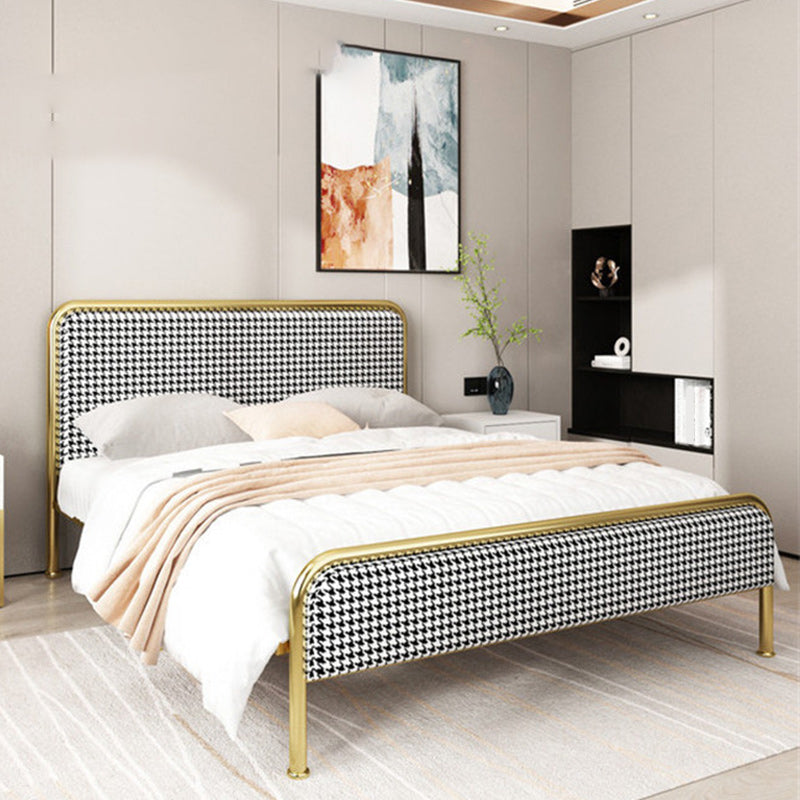 Cama de plataforma glamera marco de hierro cama estándar con cabecera rectangular