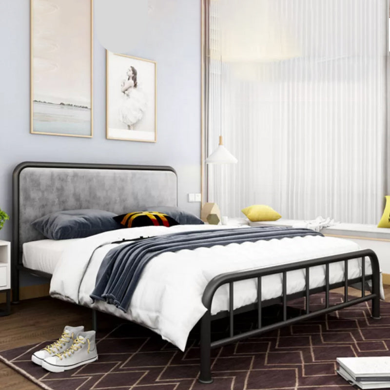 Cama de plataforma glamera marco de hierro cama estándar con cabecera rectangular