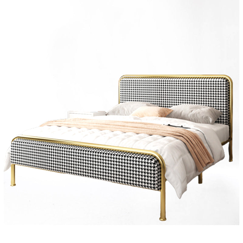 Cama de plataforma glamera marco de hierro cama estándar con cabecera rectangular