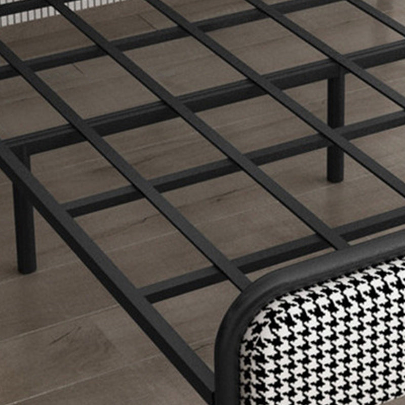 Cama de plataforma glamera marco de hierro cama estándar con cabecera rectangular
