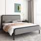 Cama de plataforma glamera marco de hierro cama estándar con cabecera rectangular