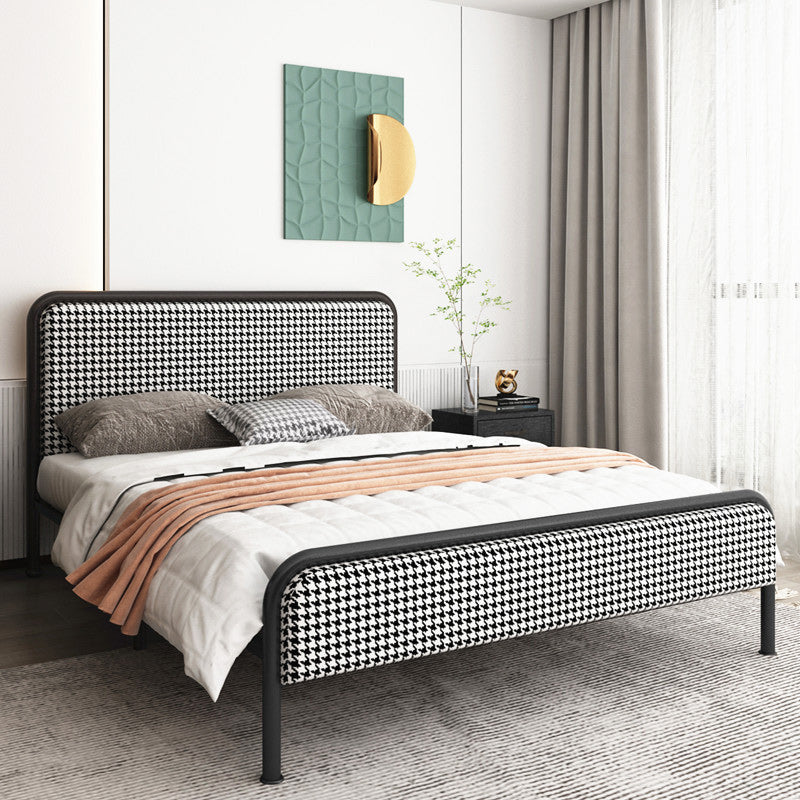 Cama de plataforma glamera marco de hierro cama estándar con cabecera rectangular