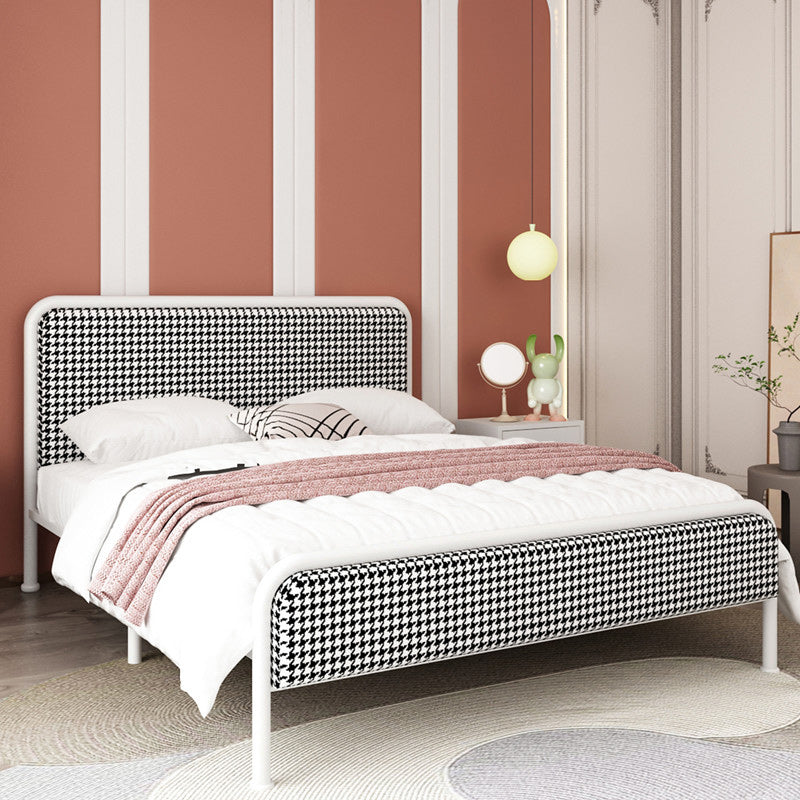 Cama de plataforma glamera marco de hierro cama estándar con cabecera rectangular