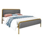 Cama de plataforma glamera marco de hierro cama estándar con cabecera rectangular