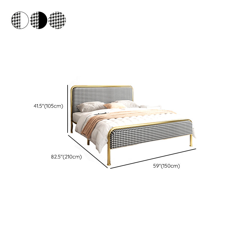 Cama de plataforma glamera marco de hierro cama estándar con cabecera rectangular