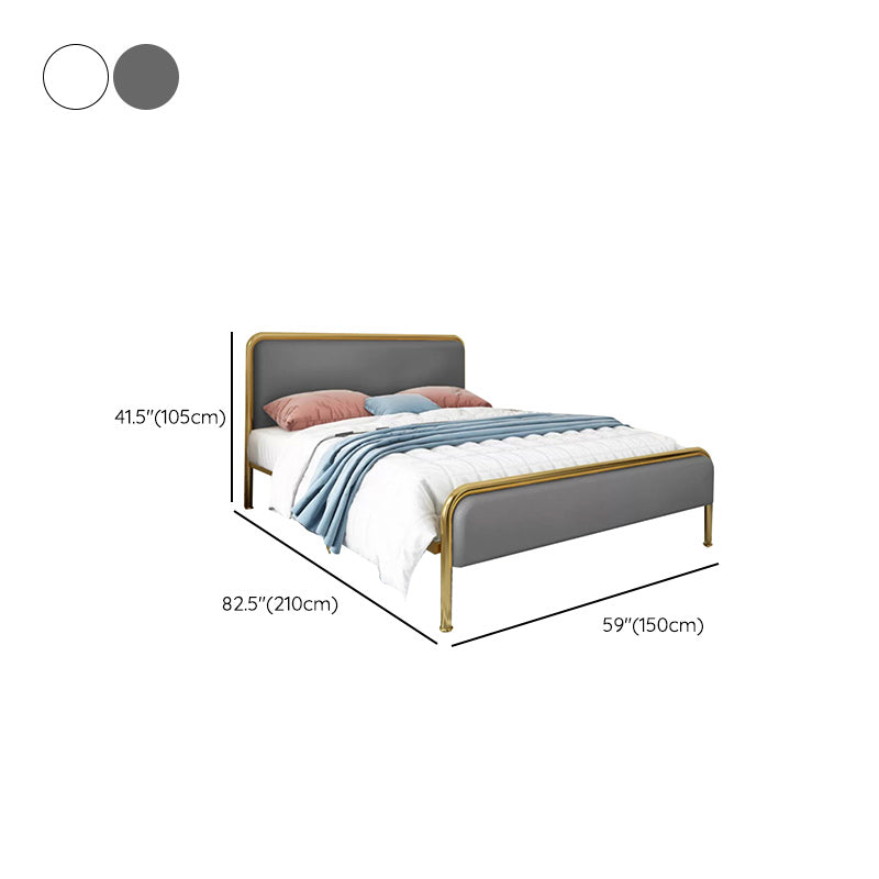 Cama de plataforma glamera marco de hierro cama estándar con cabecera rectangular