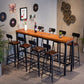 Industrial Bar Table Set 1/4/7/9 Pieces Solid Wood Pub Table Set for Indoor 9 Pieces: Table, 8 Stools Clearhalo 'Bar Furniture' 'furn' 'furn_home_bar_bar_sets' 'Furniture' 'Home Bars & Bar Sets' 'home_bar_bar_sets' 'Kitchen & Dining Furniture' 6742034