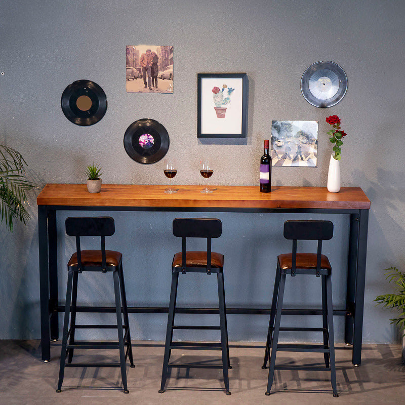 Industrial Bar Table Set 1/4/7/9 Pieces Solid Wood Pub Table Set for Indoor 4 Pieces: Table, 3 Stools Clearhalo 'Bar Furniture' 'furn' 'furn_home_bar_bar_sets' 'Furniture' 'Home Bars & Bar Sets' 'home_bar_bar_sets' 'Kitchen & Dining Furniture' 6742036