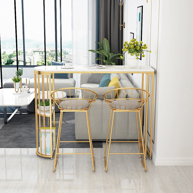 Mesa de bar estilo Glam, juego de mesa fija y taburete de mármol sintético de 1/3 piezas