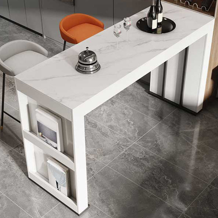 Stone Bar Table Set Modern Style Rectangle 1/2/3 Pieces Bar table with Backless Stools Clearhalo 'Bar Furniture' 'furn' 'furn_home_bar_bar_sets' 'Furniture' 'Home Bars & Bar Sets' 'home_bar_bar_sets' 'Kitchen & Dining Furniture' 6742140