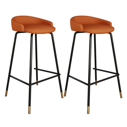 Stone Bar Table Set Modern Style Rectangle 1/2/3 Pieces Bar table with Backless Stools Orange 30"H Stools (Set of 2) Clearhalo 'Bar Furniture' 'furn' 'furn_home_bar_bar_sets' 'Furniture' 'Home Bars & Bar Sets' 'home_bar_bar_sets' 'Kitchen & Dining Furniture' 6742146