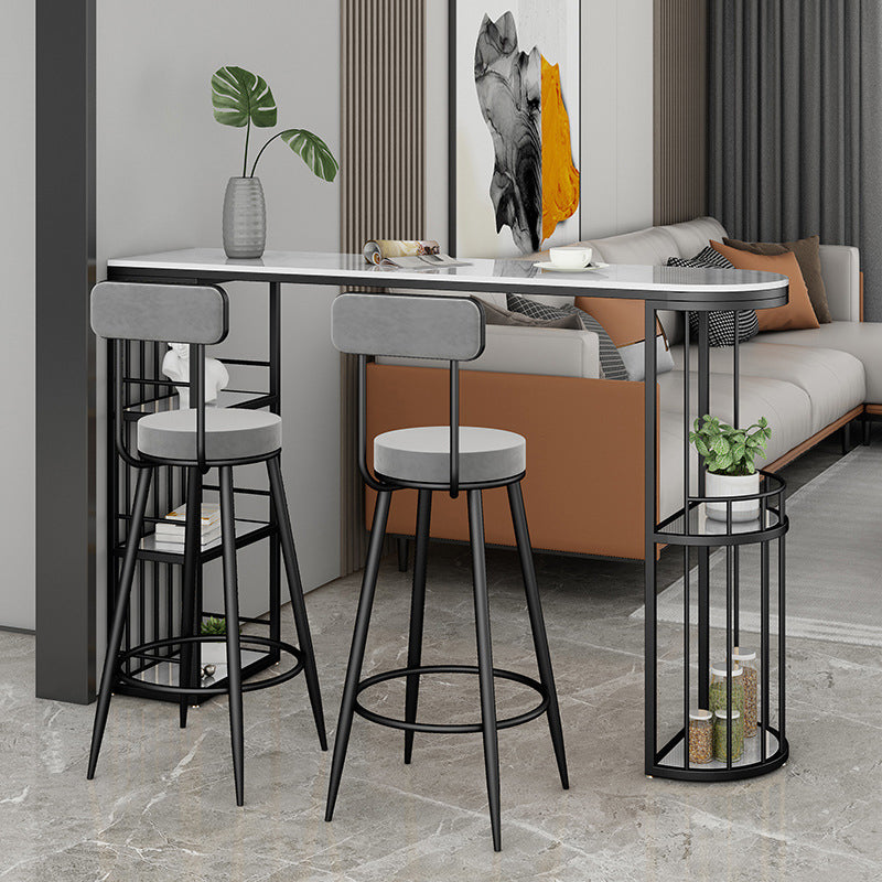 Contemporary Stone Bar Table Set 1/3 Pieces Bar table with Upholstered Stools for Indoor