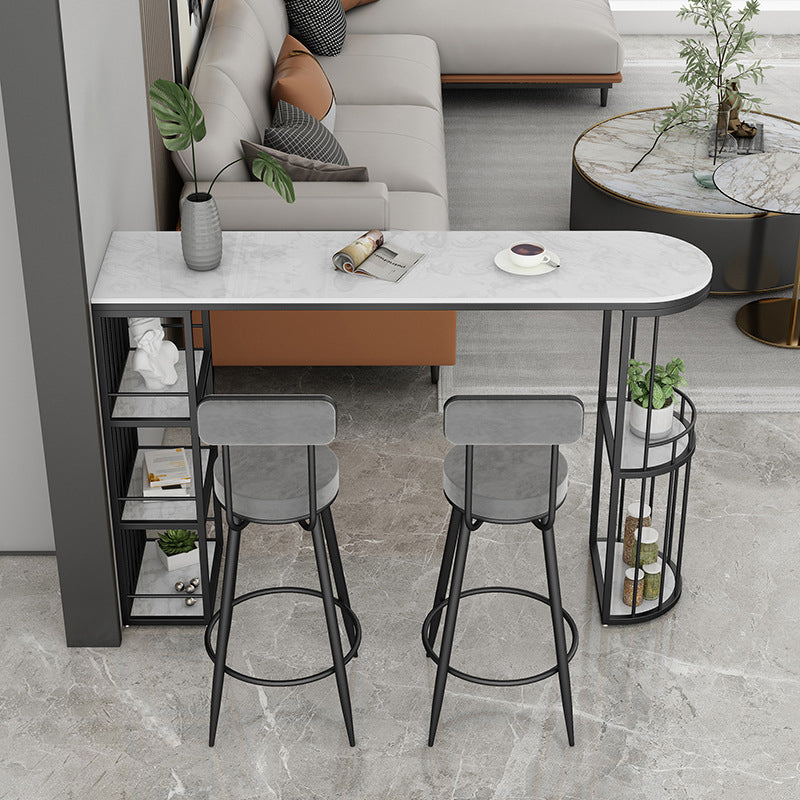 Contemporary Stone Bar Table Set 1/3 Pieces Bar table with Upholstered Stools for Indoor