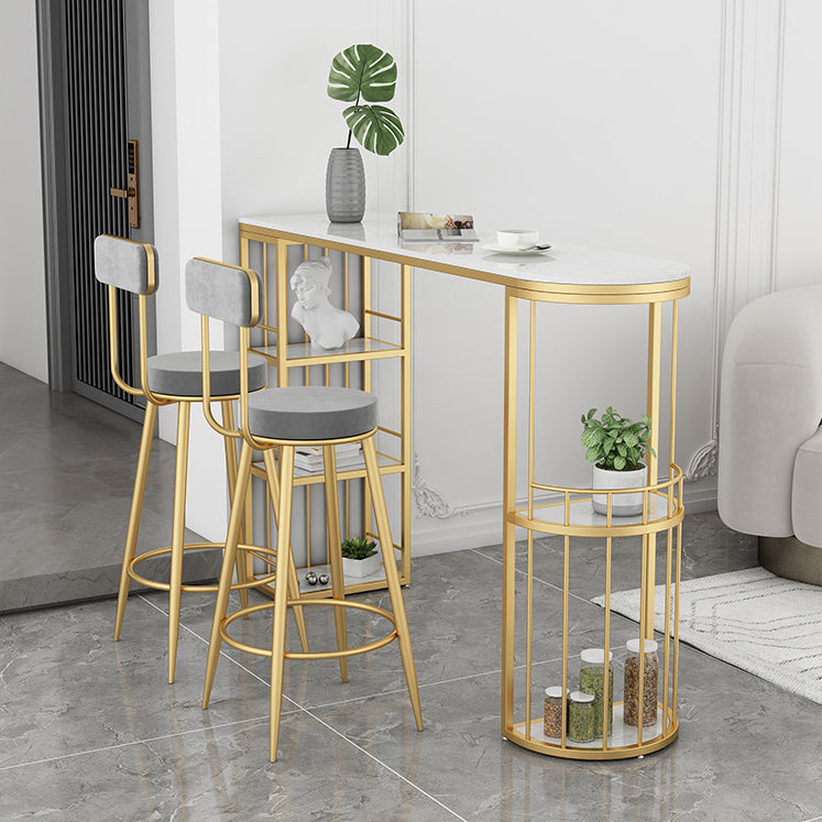 Contemporary Stone Bar Table Set 1/3 Pieces Bar table with Upholstered Stools for Indoor