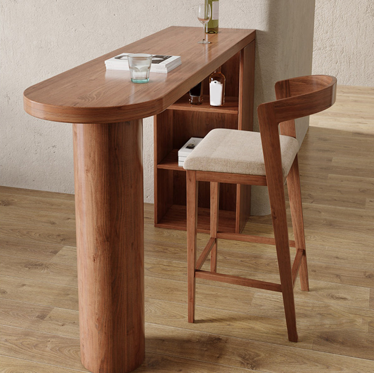 Industrial 1/2 Pieces Bar Table Set Pine Wood Counter Table with High Stools Clearhalo 'Bar Furniture' 'furn' 'furn_home_bar_bar_sets' 'Furniture' 'Home Bars & Bar Sets' 'home_bar_bar_sets' 'Kitchen & Dining Furniture' 6742335