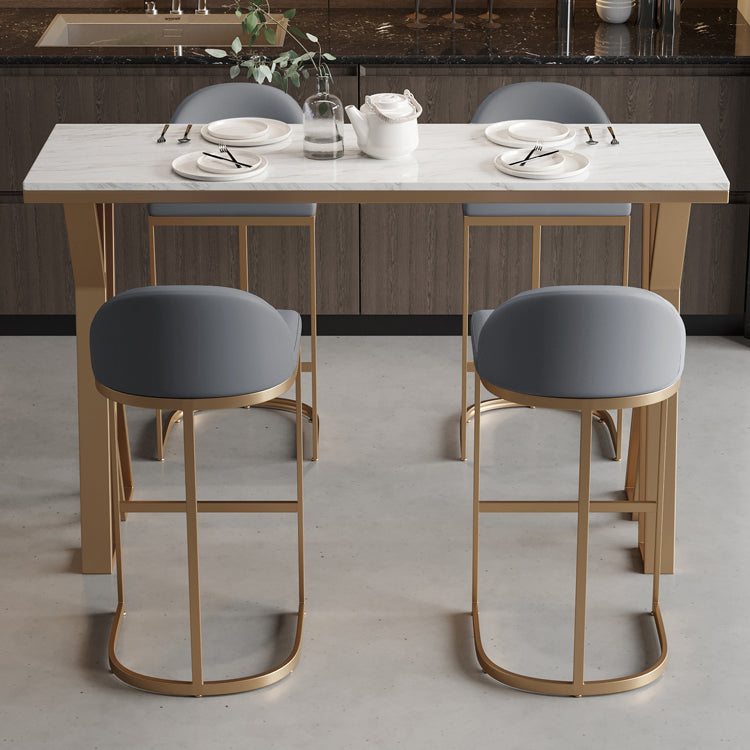 Glam Sintered Stone 1/2/5 Pieces Bar Table Set Rectangle Bar Table with Metal Legs