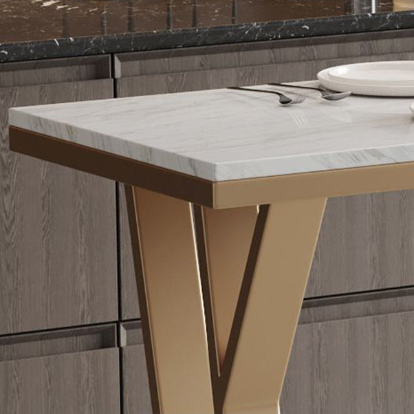 Glam Sintered Stone 1/2/5 Pieces Bar Table Set Rectangle Bar Table with Metal Legs