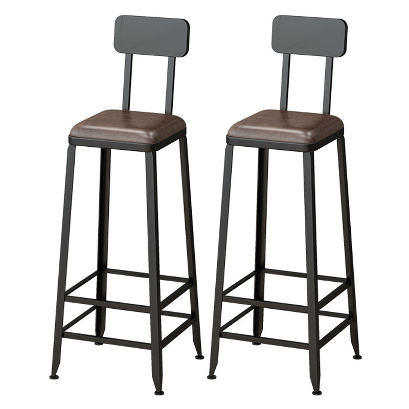 Industrial Wooden 1/2/5 Pieces Bar Table Set Rectangle Bar Table with Metal Legs Dark-Brown 30"H Stools (Set of 2) Clearhalo 'Bar Furniture' 'furn' 'furn_home_bar_bar_sets' 'Furniture' 'Home Bars & Bar Sets' 'home_bar_bar_sets' 'Kitchen & Dining Furniture' 6742413