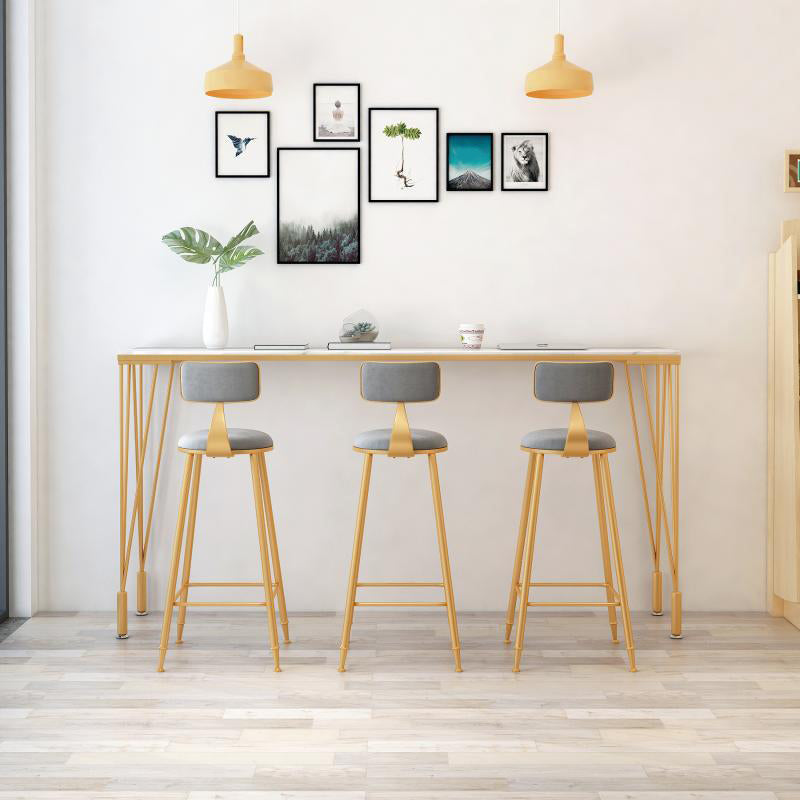 Set tavolo da bar moderno da 1/4/7 pezzi Tavolo da banco rettangolare in pietra con sgabelli alti