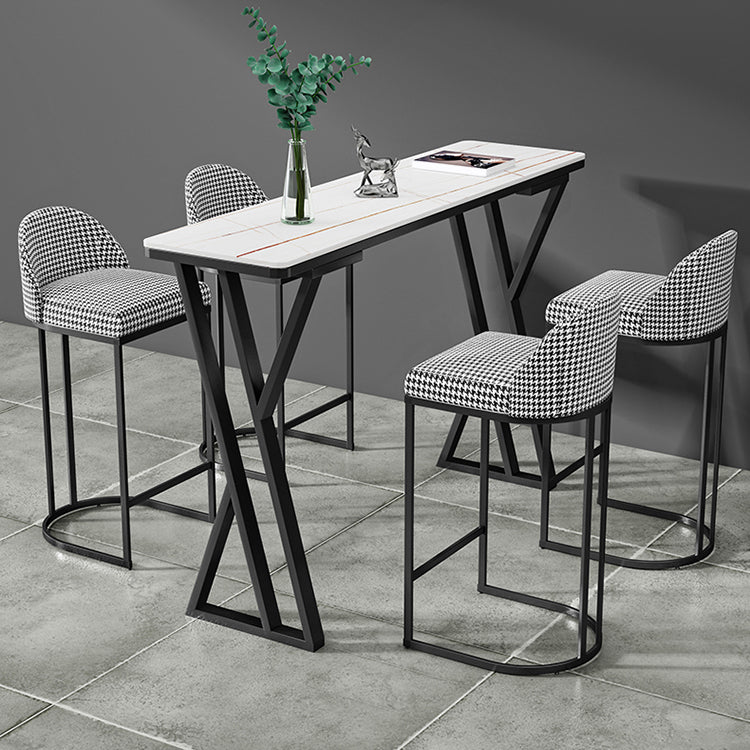 Industrielles 1/5-teiliges Bartisch-Set, rechteckiger Stein-Thekentisch mit hohen Hockern