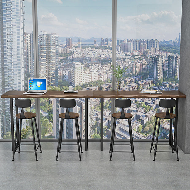 Modern Wooden 1/2/3 Pieces Bar Table Set Rectangle Bar Table with Metal Leg Clearhalo 'Bar Furniture' 'furn' 'furn_home_bar_bar_sets' 'Furniture' 'Home Bars & Bar Sets' 'home_bar_bar_sets' 'Kitchen & Dining Furniture' 6742517