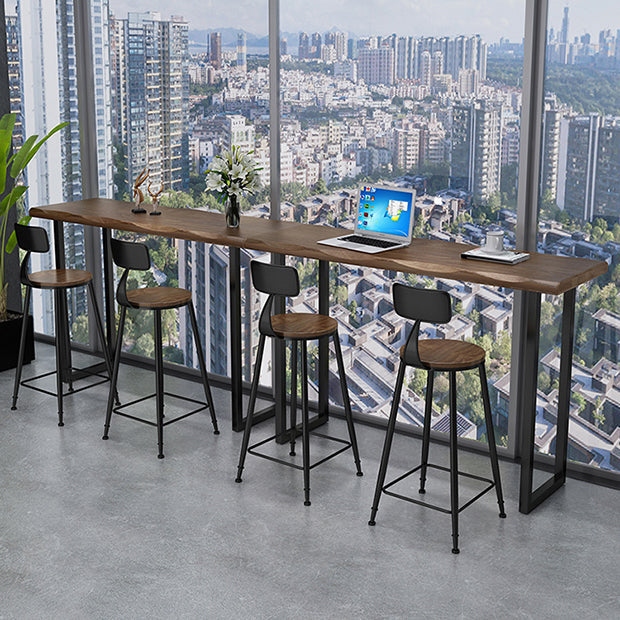Modern Wooden 1/2/3 Pieces Bar Table Set Rectangle Bar Table with Metal Leg Clearhalo 'Bar Furniture' 'furn' 'furn_home_bar_bar_sets' 'Furniture' 'Home Bars & Bar Sets' 'home_bar_bar_sets' 'Kitchen & Dining Furniture' 6742519