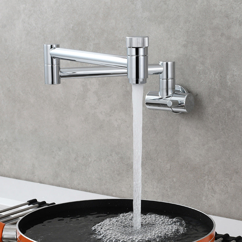 Modern Faucet 1-Handle Brass Single Level Low Profile Pot Filler Kitchen Faucet Silver Gray