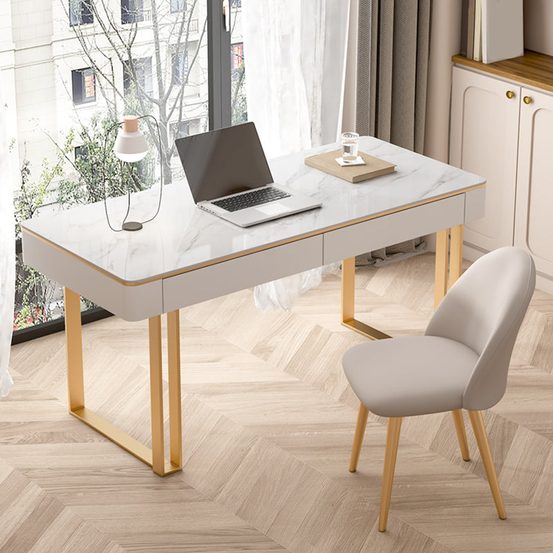 Glam 2 Schubladen Büroschreibtisch Stein 29,53 Zoll großer Schreibtisch