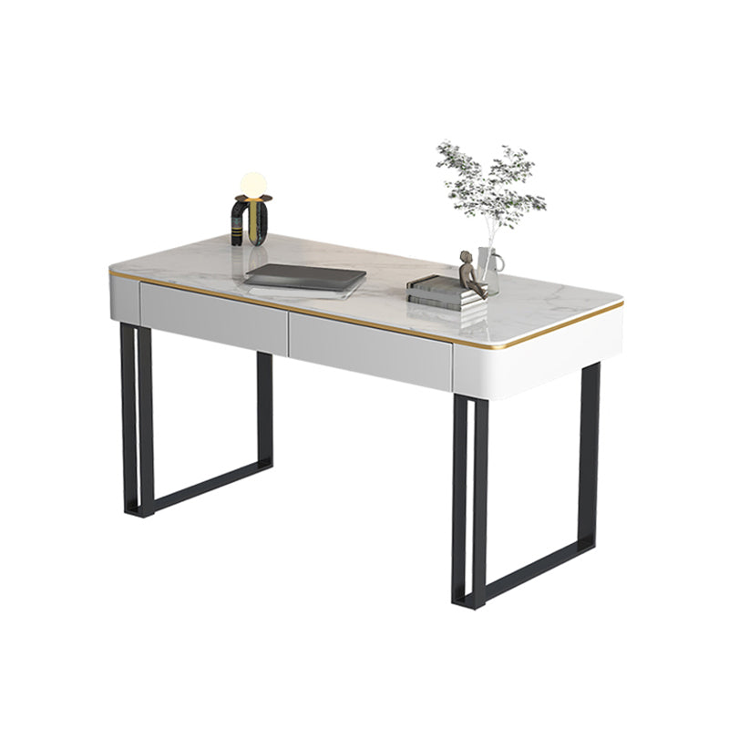 Glam 2 Schubladen Büroschreibtisch Stein 29,53 Zoll großer Schreibtisch