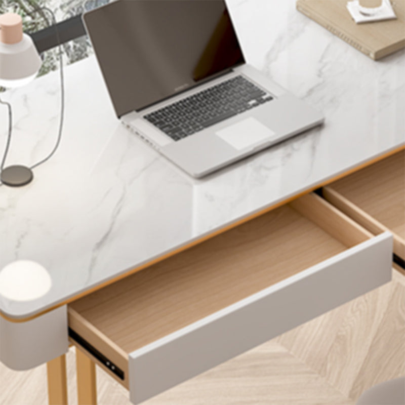 Glam 2 Schubladen Büroschreibtisch Stein 29,53 Zoll großer Schreibtisch