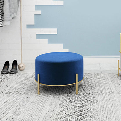 Solid Color Round Ottoman Mildew Resistant Velvet Upholstered Ottoman Blue 1 Piece Clearhalo 'furn' 'furn_ottomans_poufs' 'Furniture' 'Living Room Furniture' 'Ottomans & Poufs' 'ottomans_poufs' 6745972