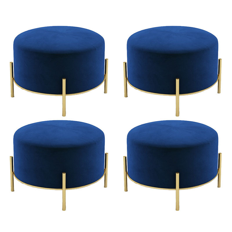 Solid Color Round Ottoman Mildew Resistant Velvet Upholstered Ottoman Blue 4 Piece Set Clearhalo 'furn' 'furn_ottomans_poufs' 'Furniture' 'Living Room Furniture' 'Ottomans & Poufs' 'ottomans_poufs' 6745975