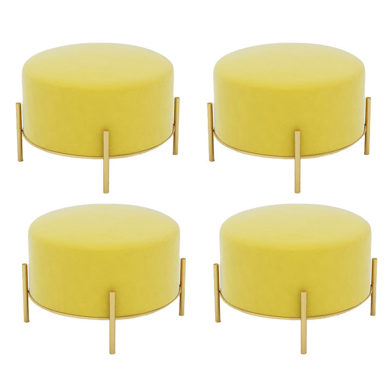 Solid Color Round Ottoman Mildew Resistant Velvet Upholstered Ottoman Yellow 4 Piece Set Clearhalo 'furn' 'furn_ottomans_poufs' 'Furniture' 'Living Room Furniture' 'Ottomans & Poufs' 'ottomans_poufs' 6745980