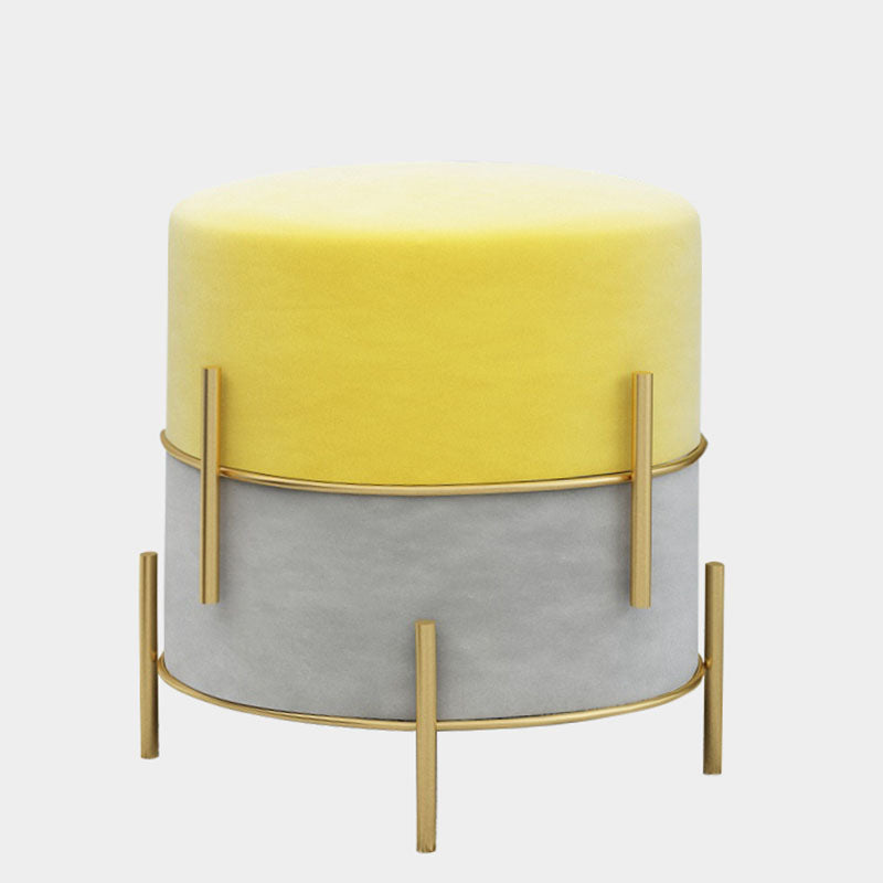 Solid Color Round Ottoman Mildew Resistant Velvet Upholstered Ottoman Clearhalo 'furn' 'furn_ottomans_poufs' 'Furniture' 'Living Room Furniture' 'Ottomans & Poufs' 'ottomans_poufs' 6745985