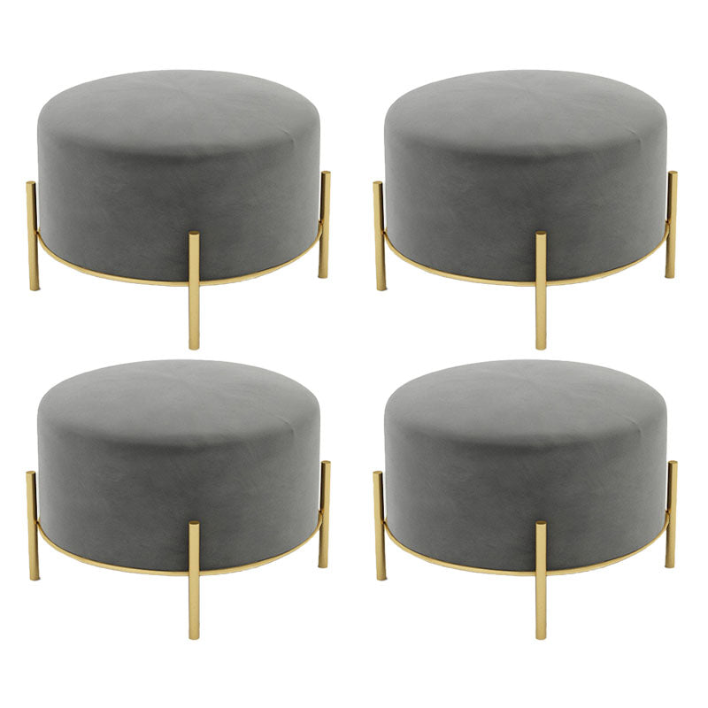 Solid Color Round Ottoman Mildew Resistant Velvet Upholstered Ottoman Dark Gray 4 Piece Set Clearhalo 'furn' 'furn_ottomans_poufs' 'Furniture' 'Living Room Furniture' 'Ottomans & Poufs' 'ottomans_poufs' 6745987