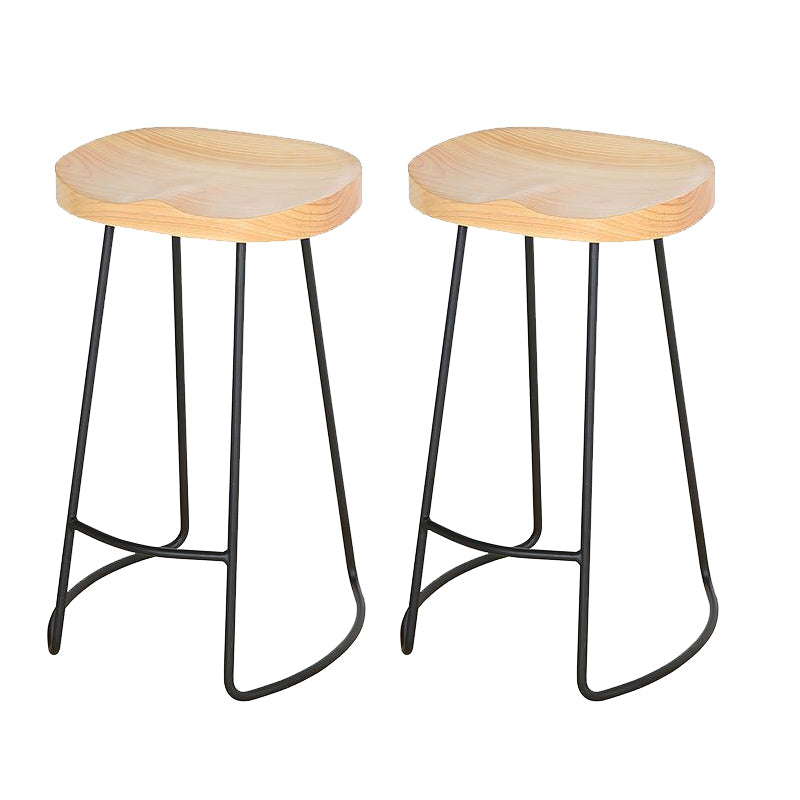 Contemporary Barstool Contoured Seat Bar Stool with Metal Base 2 Piece Set Clearhalo 'Bar Furniture' 'Bar Stools' 'bar_stools' 'furn' 'furn_bar_stools' 'Furniture' 'Kitchen & Dining Furniture' 6745996