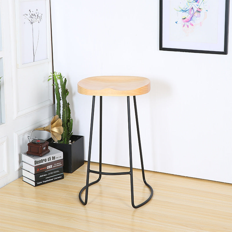 Contemporary Barstool Contoured Seat Bar Stool with Metal Base Clearhalo 'Bar Furniture' 'Bar Stools' 'bar_stools' 'furn' 'furn_bar_stools' 'Furniture' 'Kitchen & Dining Furniture' 6745997