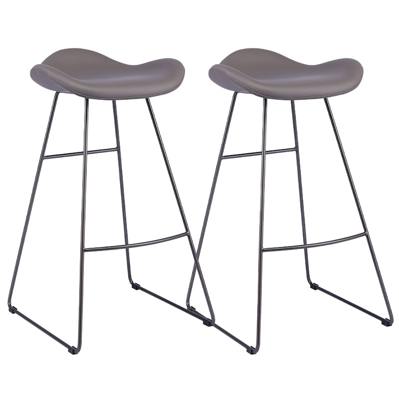 Glam Leather Bar Stool Backless Metal Base Counter Stool for Bristol