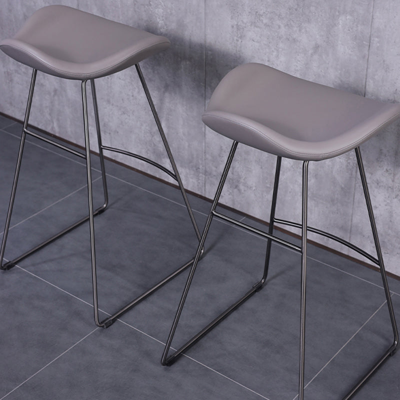 Glam Leather Bar Stool Backless Metal Base Counter Stool for Bristol