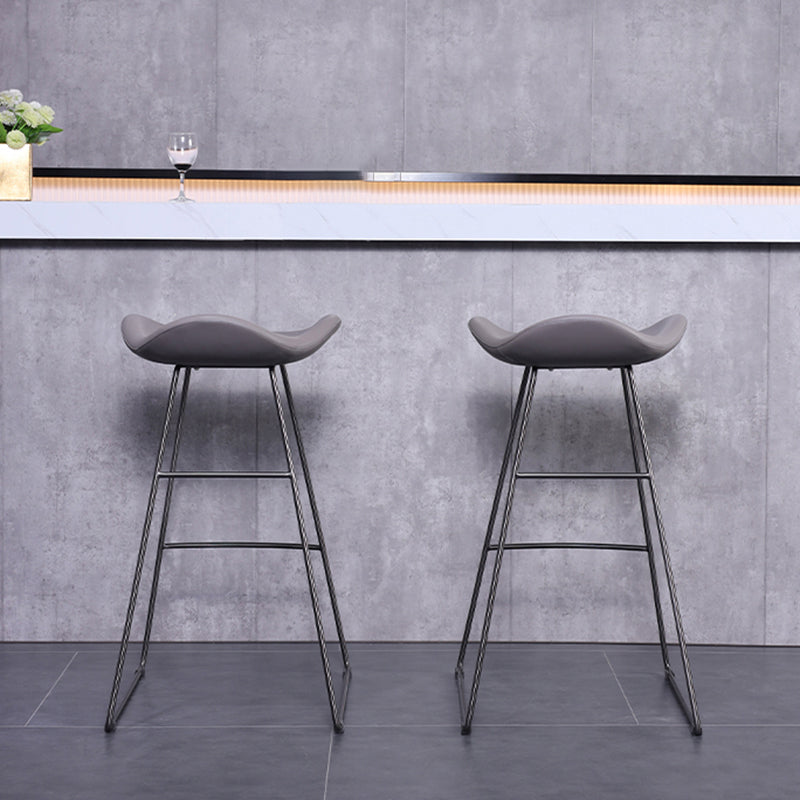 Glam Leather Bar Stool Backless Metal Base Counter Stool for Bristol