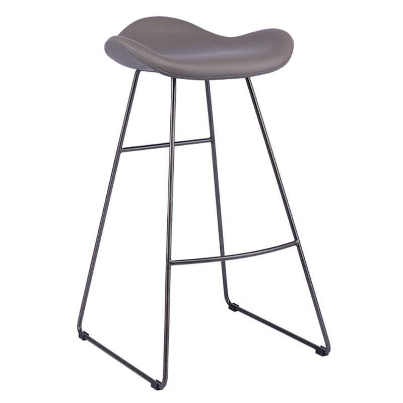 Glam Leather Bar Stool Backless Metal Base Counter Stool for Bristol