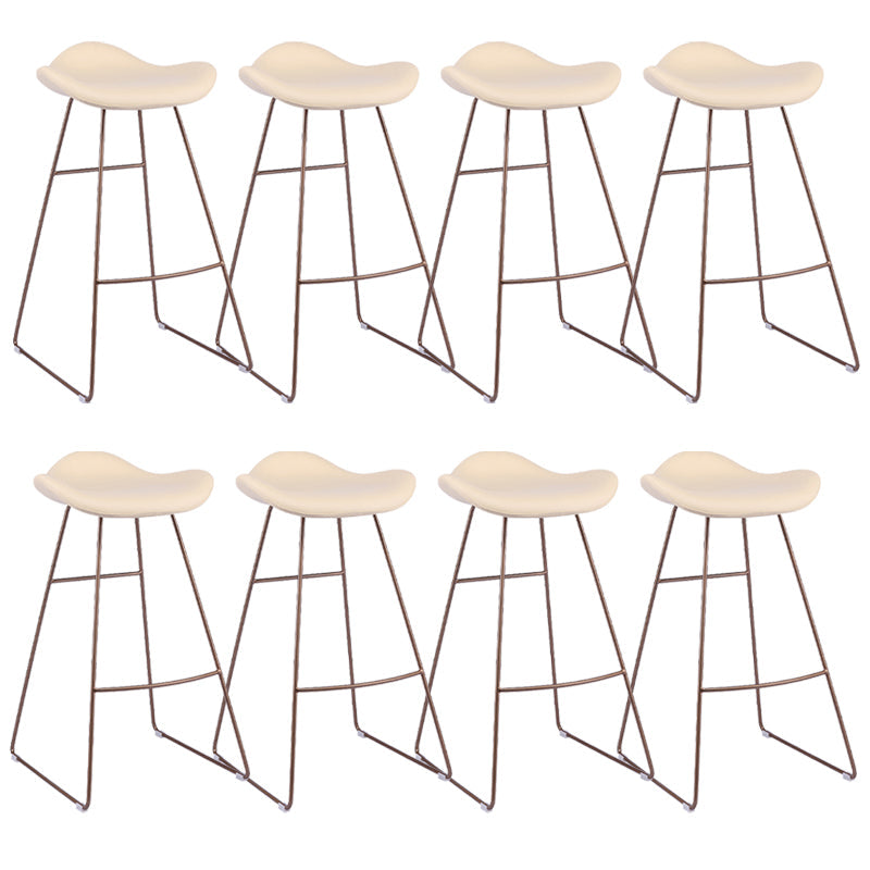 Glam Leather Bar Stool Backless Metal Base Counter Stool for Bristol